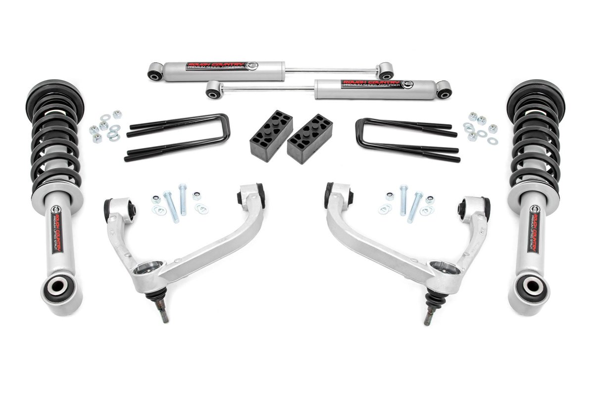 Ford F-150 Suspension Lift Kit - Rough Country - 3 Inch Lift Kit - Red - '09-'13